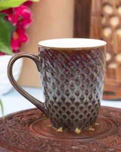 Dual Glazed Diamond Textured Ceramic Mug (Matte Finish, 330 mL)