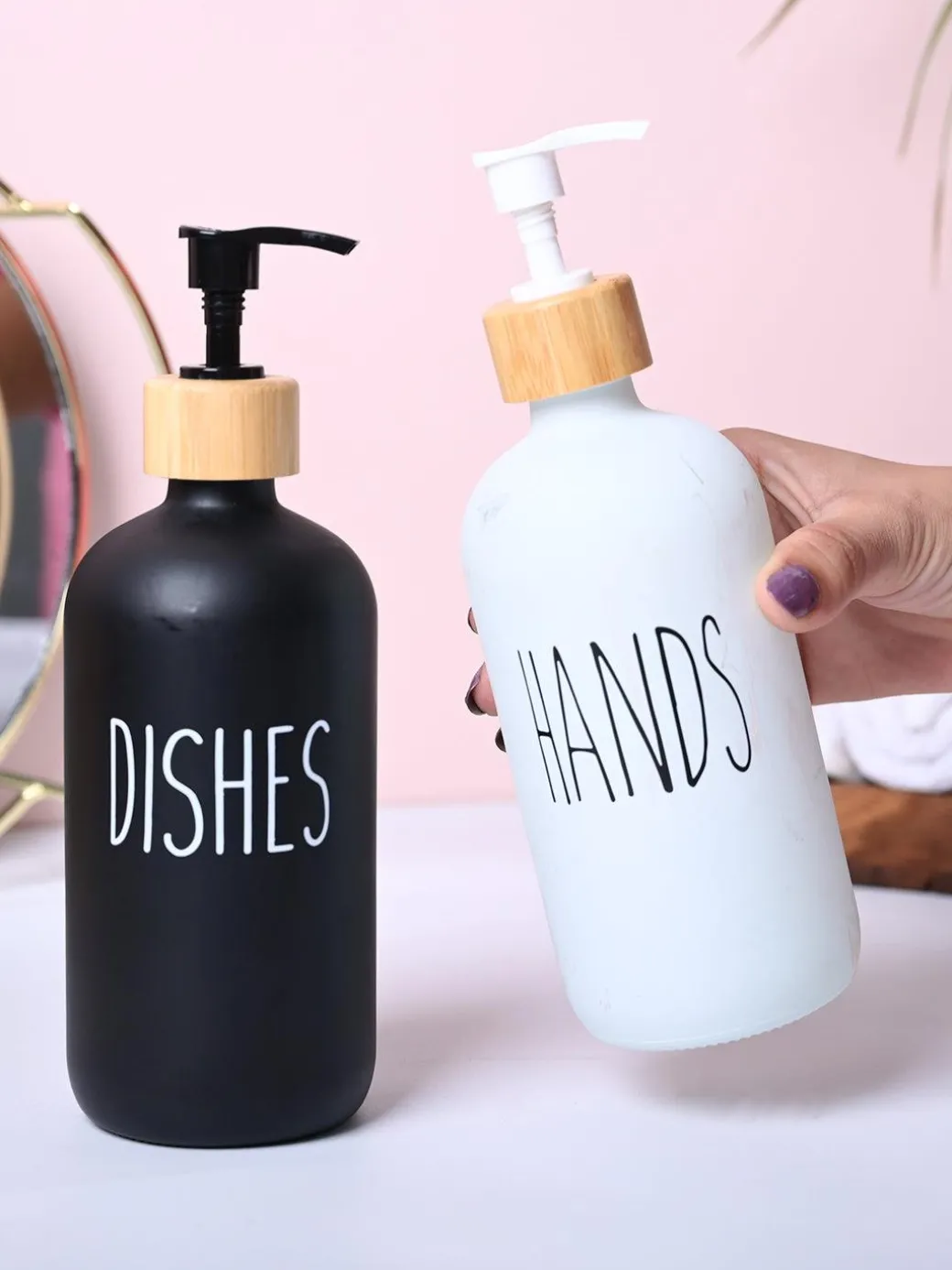 Durable Soap Dispenser Set of 2 - Hands & Dishes