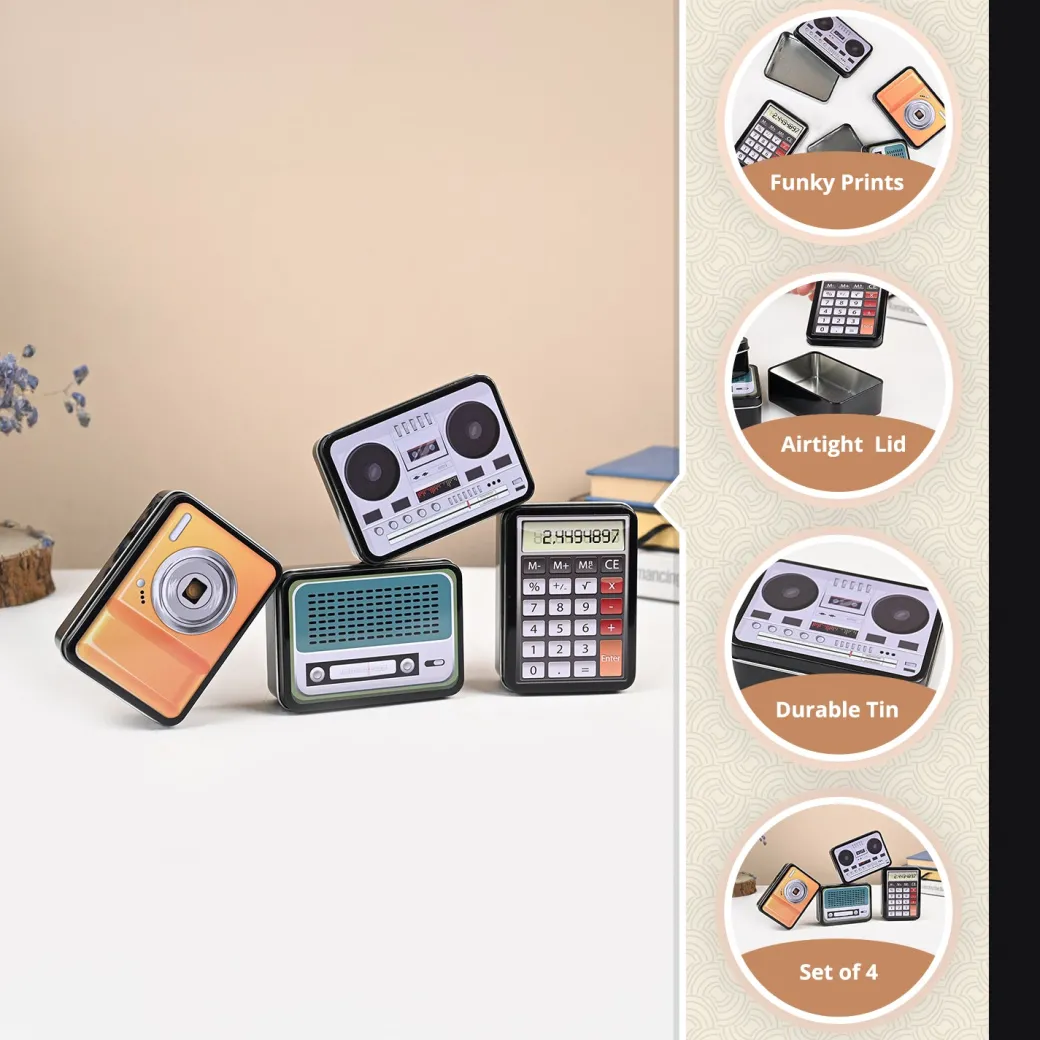 Electronic Items Print Storage Container (Set of 4)