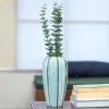 Emrald Ceramic Vase - Ribbed Design, Flower Holder