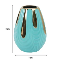 Emrald Ceramic Vase - Ribbed Design, Flower Holder