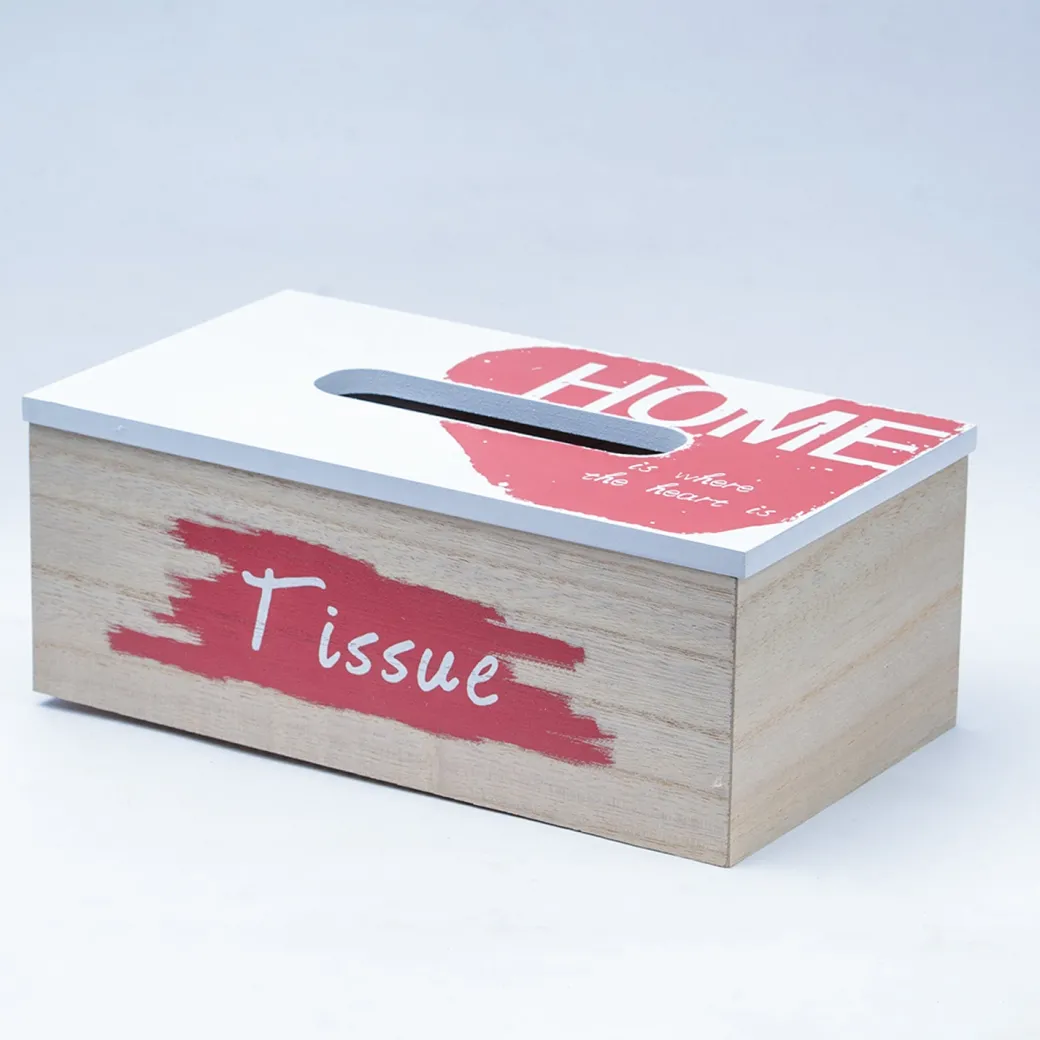 Exquisite White & Red Tissue Holder Box For Home