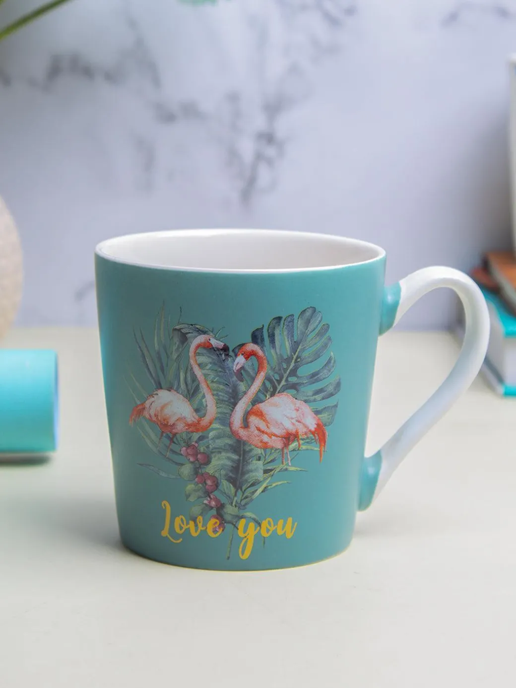 Flamingo Ceramic Mug - 400mL, Turquoise