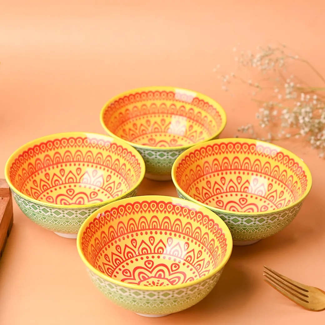 Floral Bowl Set Of 4 (280Ml)