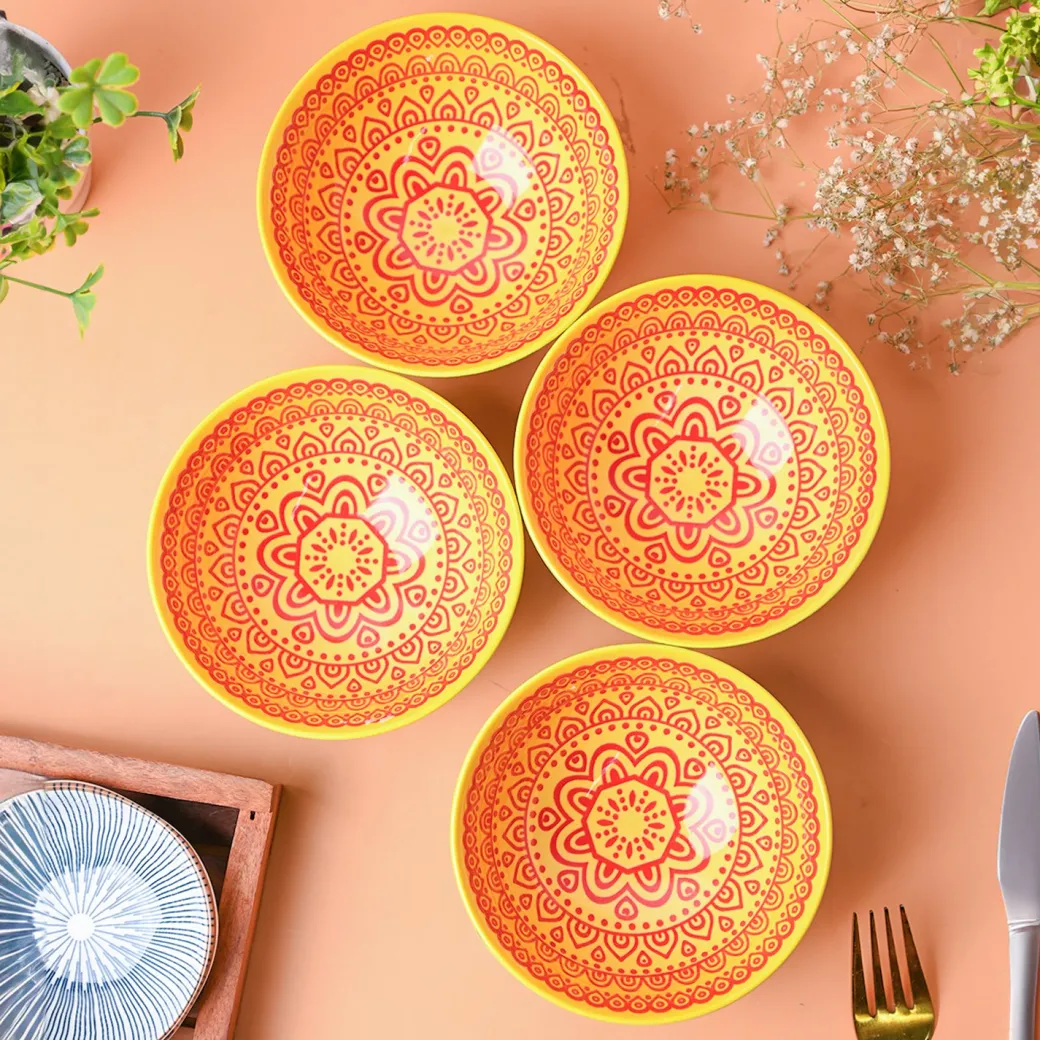 Floral Bowl Set Of 4 (280Ml)