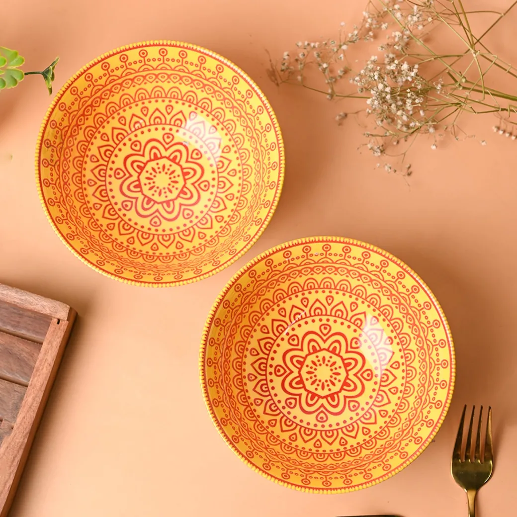 Floral Bowl Set Of 2 (650Ml)
