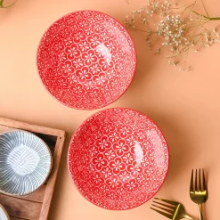 Floral Bowl Set Of 2 (650Ml)