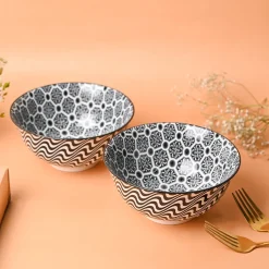 Floral Bowl Set Of 2 (650Ml)