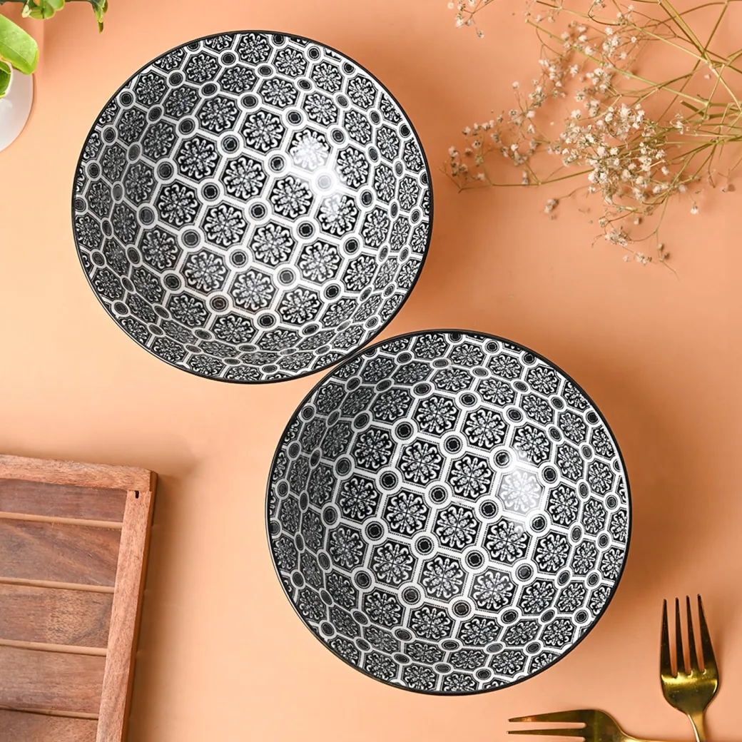 Floral Bowl Set Of 2 (650Ml)