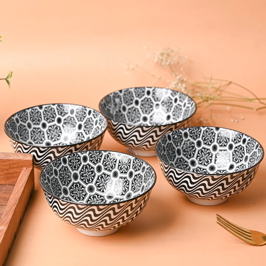 Floral Bowl Set Of 4 (280Ml)