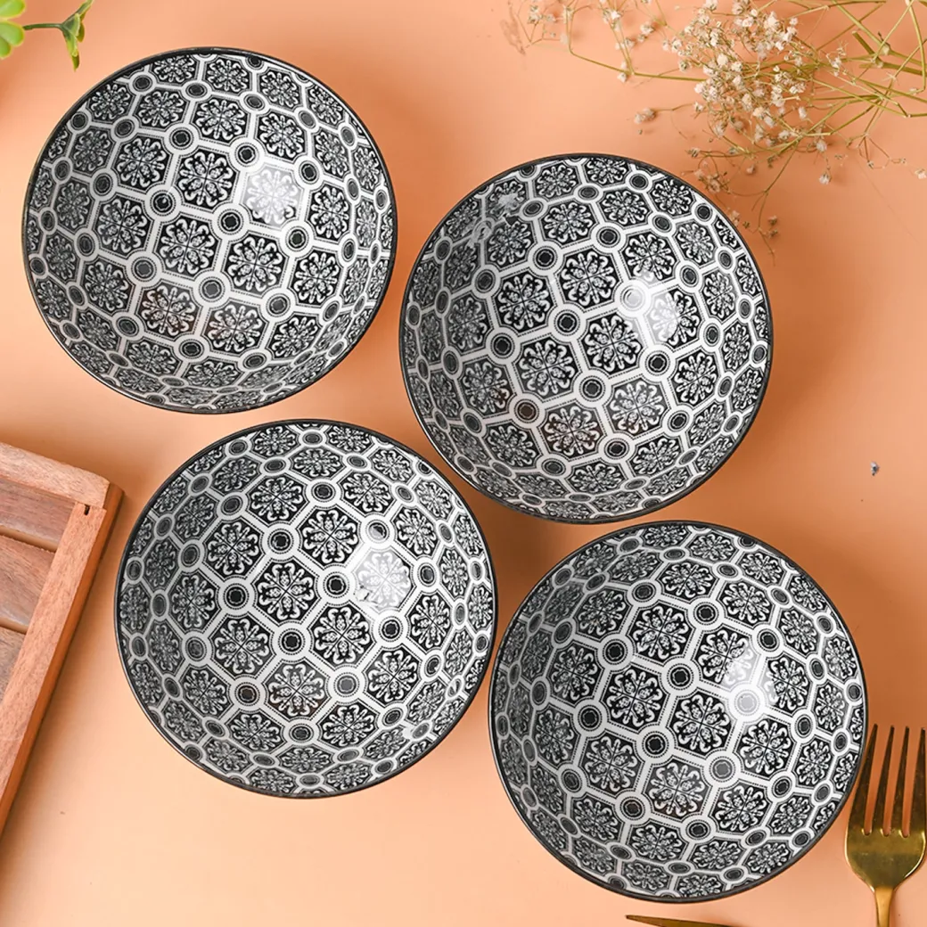 Floral Bowl Set Of 4 (280Ml)