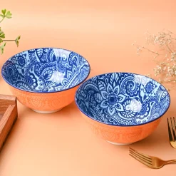 Floral Bowl Set Of 2 (650Ml)