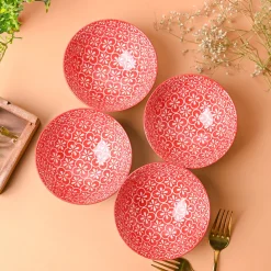 Floral Bowl Set Of 4 (280Ml)