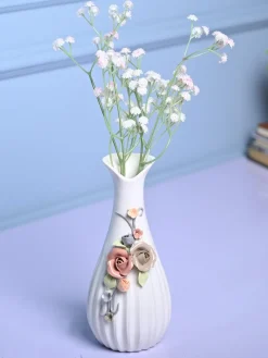 Floral Delight - White Asymmetrical Vase