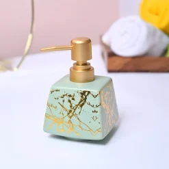 Fresh Cyan Rectangle Ceramic Soap Dispenser