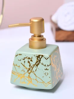 Fresh Cyan Rectangle Ceramic Soap Dispenser
