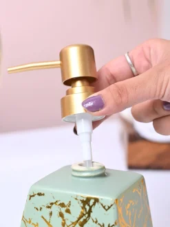 Fresh Cyan Rectangle Ceramic Soap Dispenser