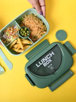 Fresh Green Lunch Set: 1 Spoon, 1 Fork & 1 Box