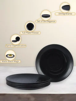 Full Plate (Black Matte Spiral) Set Of 6