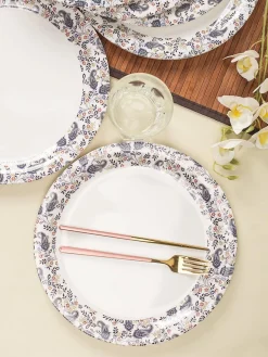 Full Plate Set Of 6, White & Blue