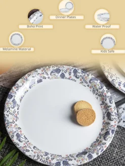 Full Plate Set Of 6, White & Blue