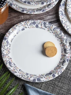 Full Plate Set Of 6, White & Blue