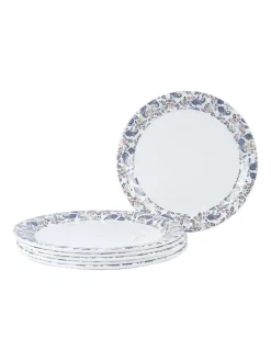 Full Plate Set Of 6, White & Blue