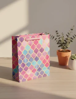 Gift Bag, Clover Print, Small, Paper Bag, Multicolor, Paper, Set of 3