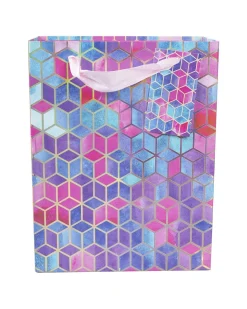 Gift Bag, 3D Tile Print, Small, Paper Bag, Multicolor, Paper, Set of 3