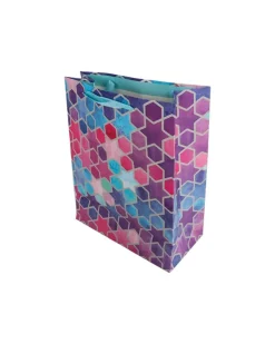 Gift Bag, Stars & Circles Print, Medium, Paper Bag, Multicolor, Paper, Set of 3