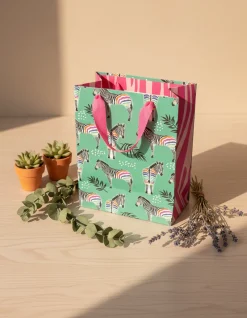 Gift Bag, Zebra Print, Paper Bag, Small, Multicolor, Paper, Set of 3