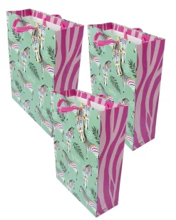 Gift Bag, Zebra Print, Paper Bag, Small, Multicolor, Paper, Set of 3