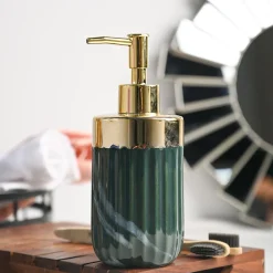 Golden + Ribbed Soap Dispenser