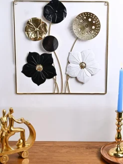 Golden and Black Flower Wall Plaque