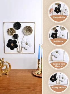 Golden and Black Flower Wall Plaque