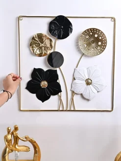 Golden and Black Flower Wall Plaque