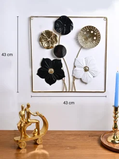 Golden and Black Flower Wall Plaque