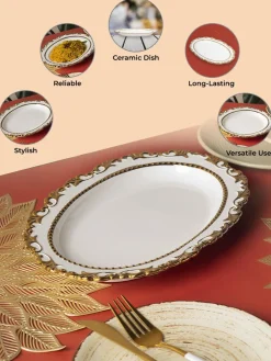 Golden Edge Glazed Serveware Dish