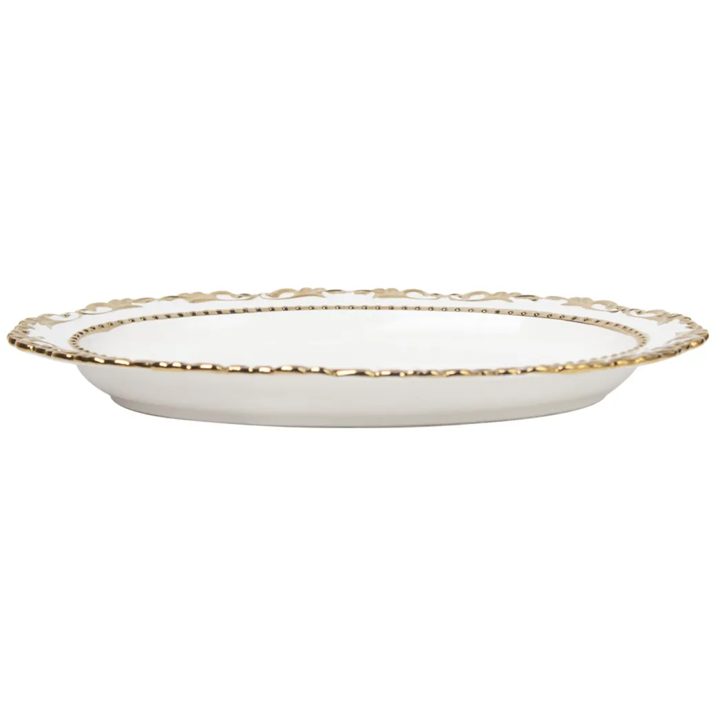 Golden Edge Glazed Serveware Dish