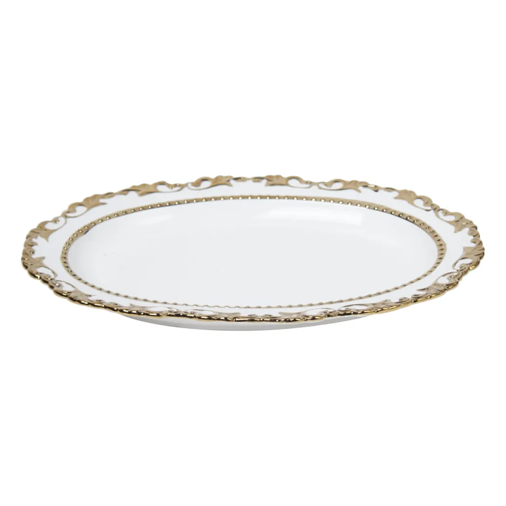 Golden Edge Glazed Serveware Dish