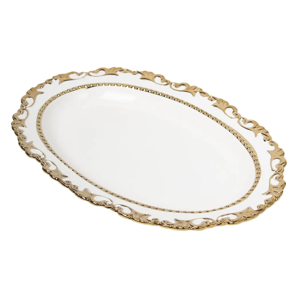 Golden Edge Glazed Serveware Dish