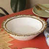 Golden Edge Glazed White Ceramic Dish