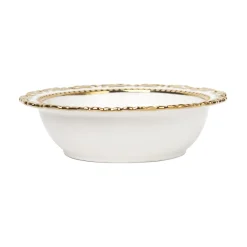 Golden Edge Glazed White Ceramic Dish
