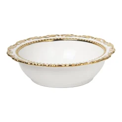 Golden Edge Glazed White Ceramic Dish
