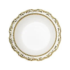 Golden Edge Glazed White Ceramic Dish