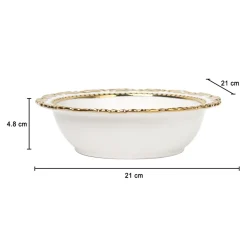 Golden Edge Glazed White Ceramic Dish