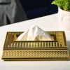 Golden Elegance Tissue Box - Rectangle Shape
