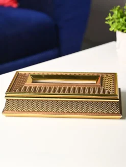 Golden Glow Tissue Box - Rectangle Shape