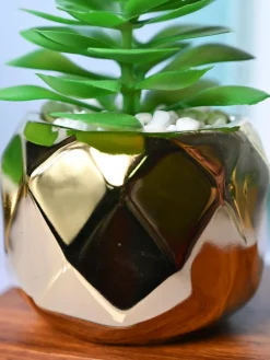 Golden Lattice - Artificial Plant in Ceramic Pot