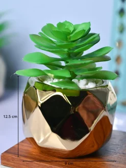 Golden Lattice - Artificial Plant in Ceramic Pot